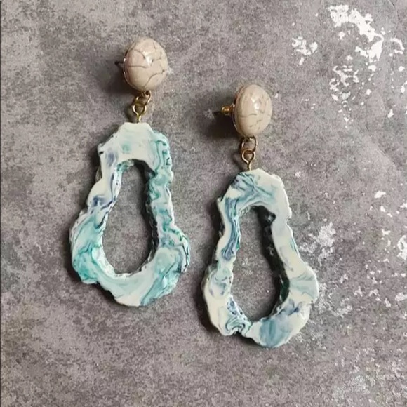 Jewelry - ARRIVED🎉 Turquoise Light Blue Rock Oval Earrings